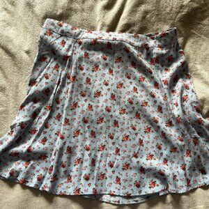 NWT Reformation Mini Flounce Skirt in Petunia Blue Floral, Size 12